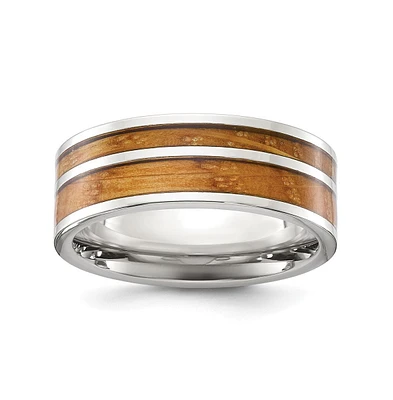 Chisel Stainless Steel Wood Inlay Band Ring