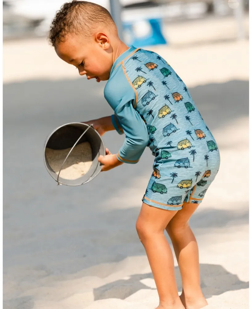 Boy Long Sleeve One Piece Rash guard Printed Beach Caravan - Toddler Child