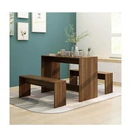 vidaXL 3 Piece Dining Set Brown Oak Engineered Wood