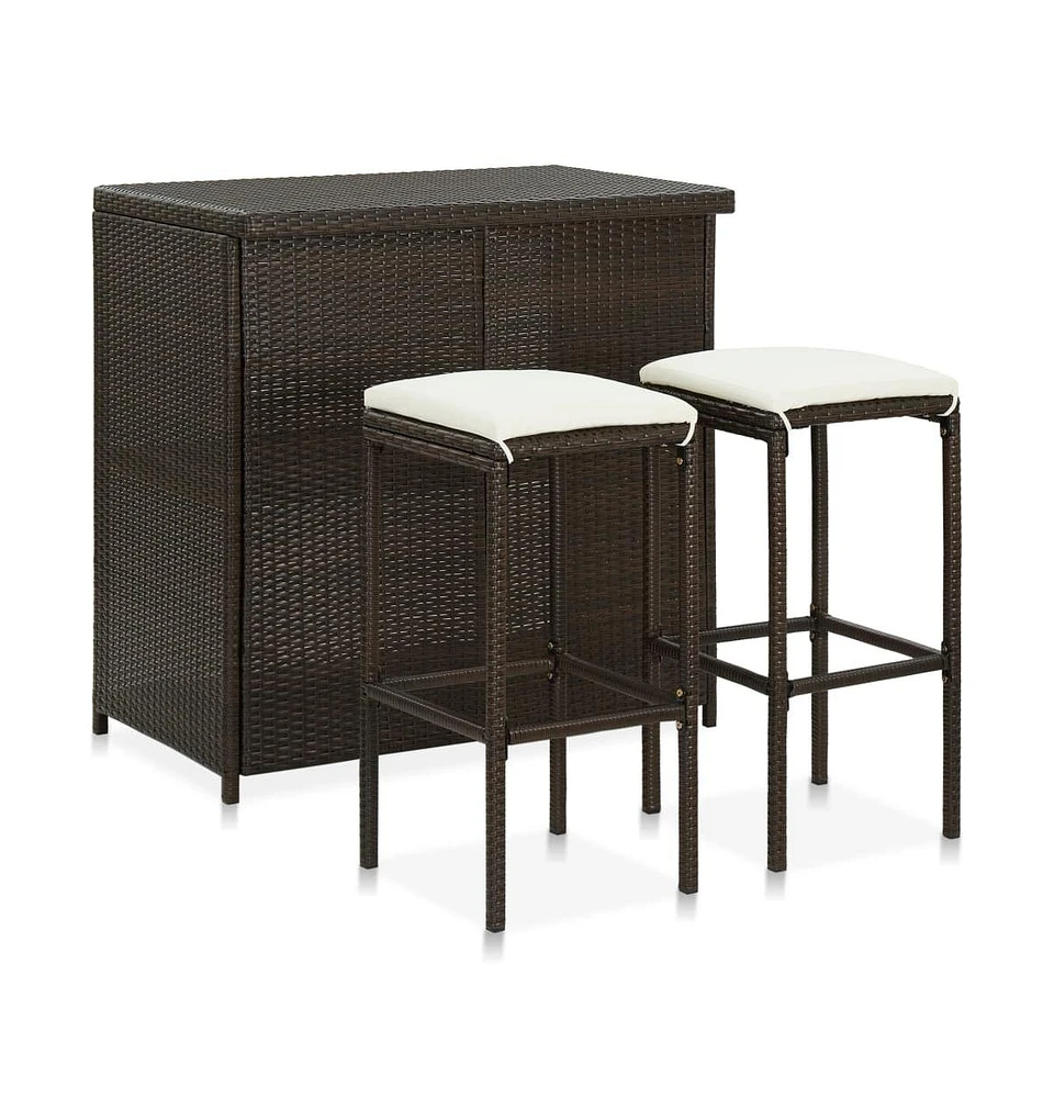 vidaXL 3 Piece Bar Set Poly Rattan