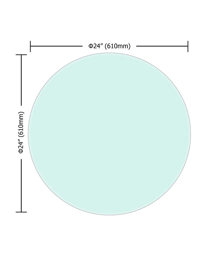 Simplie Fun 24 Inch Round Tempered Glass Table Top Clear Glass 1/2 Inch Thick Beveled Polished Edge