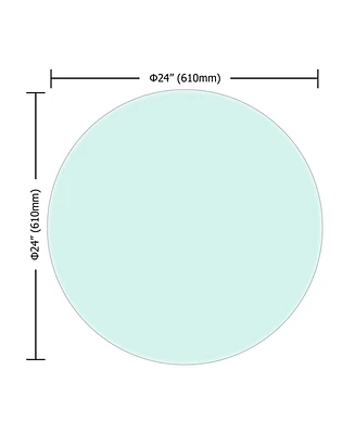 Simplie Fun 24 Inch Round Tempered Glass Table Top Clear Glass 1/2 Inch Thick Beveled Polished Edge