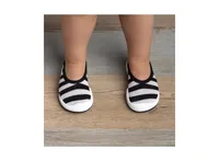 Komuello's Infant Boy Girl First Walk Sock Shoes Flat Black Stripe