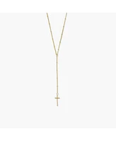 sanctuaire Beaded Rosary Cross Necklace Gold