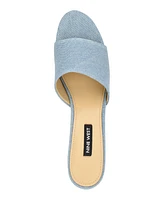 Nine West Women's Boone Slip-On Round Toe Wedge Sandals - Light Blue Denim