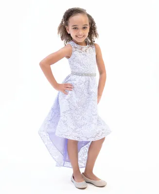 Rare Editions Little Girls Sleeveless Illusion and High-Low Party Dress