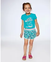 Girl Organic Cotton Tee With Print Turquoise