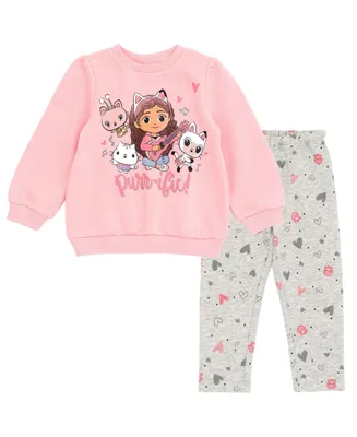 DreamWorks Gabby's Dollhouse Pandy Paws Cakey Cat Kitty Fairy Girls Fleece Sweatshirt and Pants Set Toddler |Child