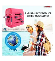 5 Core Travel Adapter 1 Piece Red International Power Adapter Plug Multi Outlet Port 4 Usb Travel Charger Universal Ac Plug Outlet Adapter- Uta R