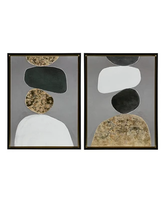 Ink+Ivy Neutral Stones Figural 2-Pc Framed Canvas Wall Art Set