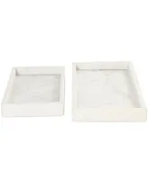 Cosmoliving by Cosmopolitan Real Marble Slim Tray Set of 2 - 14", 11" W