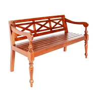 vidaXL Batavia Bench 48.4" Solid Mahogany Wood Dark Brown