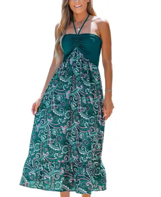 Women's Paisley Print Ruffled Beach Dress