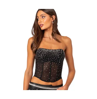 Women's Sheer rhinestone corset top
