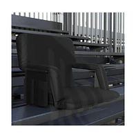 Extra Wide Portable Stadium Chair With Reclining Padded Back & Seat, Lightweight Metal Frame Armrests Backpack Straps