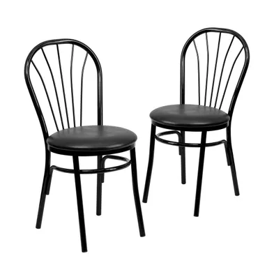 2 Pack Fan Back Metal Chair - Vinyl Seat