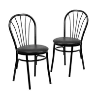 2 Pack Fan Back Metal Chair - Vinyl Seat