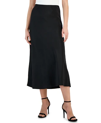 Tahari Asl Women's Solid Satin Side-Zip Midi Skirt