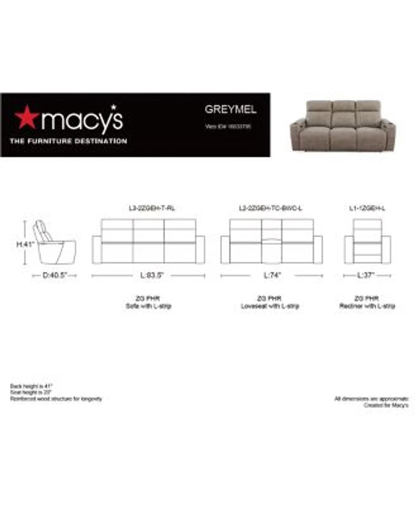 Greymel Zero Gravity Fabric Sofa Collection Created For Macys