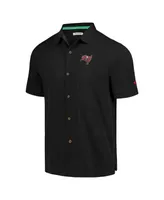 Men's Tommy Bahama Black Tampa Bay Buccaneers Tidal Kickoff Camp Button-Up Shirt