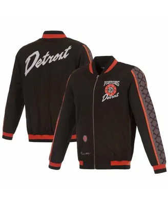 Men's Jh Design Black Detroit Pistons 2023/24 City Edition Nylon Full-Zip Bomber Jacket