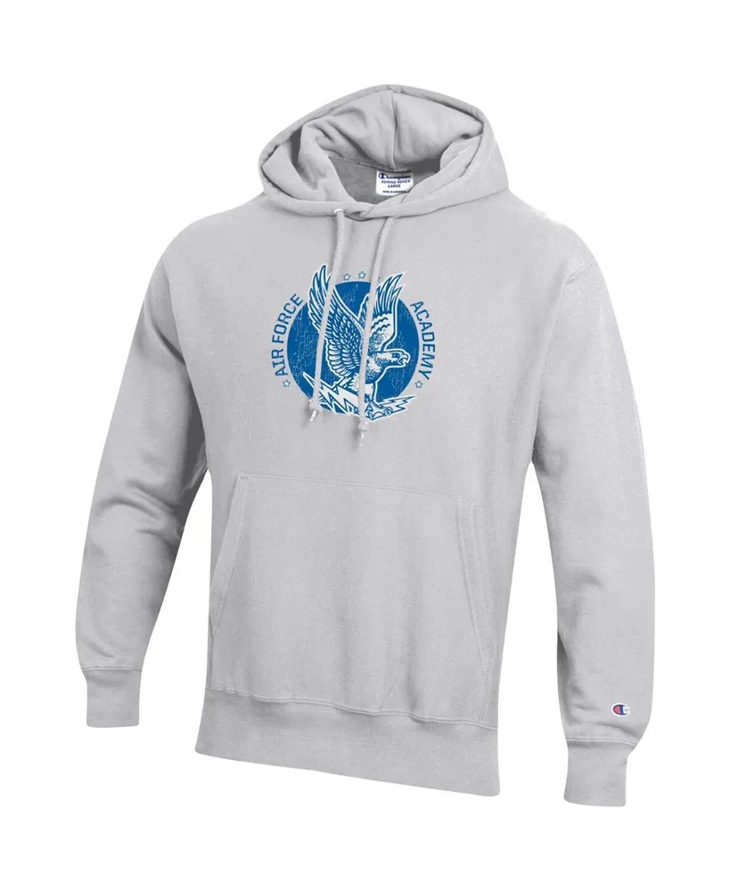 Men's Champion Heathered Gray Distressed Air Force Falcons Team Vault Logo Reverse Weave Pullover Hoodie