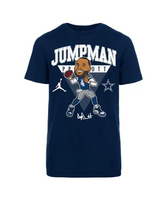 Big Boys Jordan Dak Prescott Navy Dallas Cowboys Head Graphic T-shirt