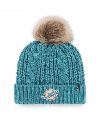 Women's '47 Brand Aqua Miami Dolphins Logo Meeko Cuffed Knit Hat with Pom