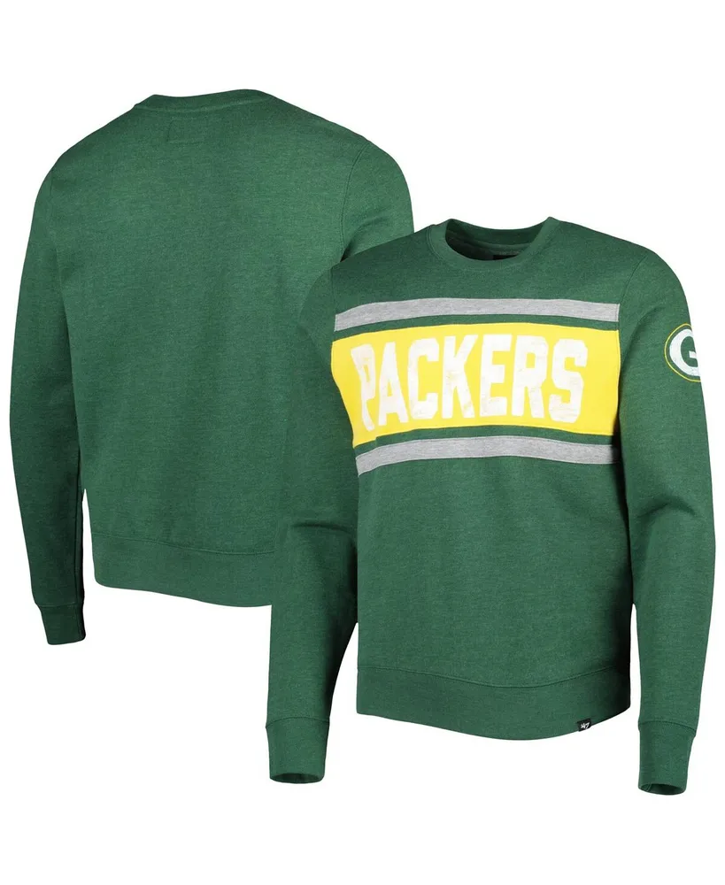 Men's '47 Brand Heathered Green Distressed Bay Packers Bypass Tribeca Pullover Sweatshirt