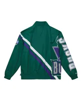 Men's Mitchell & Ness Hunter Green Milwaukee Bucks Exploded Logo Warm-Up Full-Zip Jacket