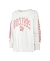 Women's '47 Brand White Distressed Tampa Bay Buccaneers Statement Long Sleeve T-shirt