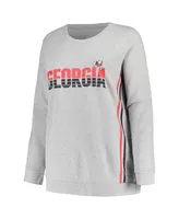 Women's Profile Heather Gray Georgia Bulldogs Plus Side Stripe Fleece Pullover Sweatshirt