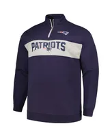 Men's Profile Navy New England Patriots Big and Tall Fleece Quarter-Zip Jacket