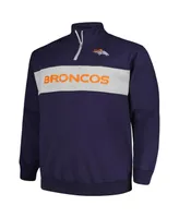 Men's Profile Navy Denver Broncos Big and Tall Fleece Quarter-Zip Jacket