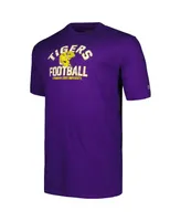 Men's Champion Purple Distressed Lsu Tigers Big and Tall Football Helmet T-shirt