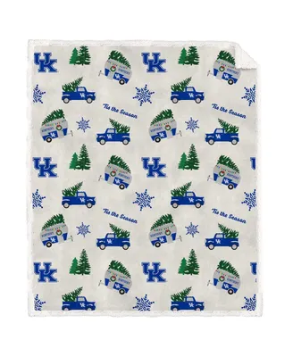 Pegasus Home Fashions Kentucky Wildcats Holiday Truck Repeat 50" x 60" Sherpa Flannel Fleece Blanket