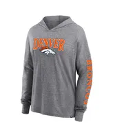 Women's Fanatics Heather Gray Denver Broncos Classic Outline Pullover Hoodie