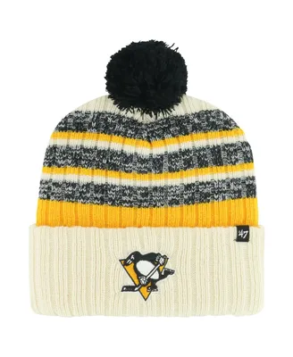 Men's '47 Brand Cream Pittsburgh Penguins Tavern Cuffed Knit Hat with Pom