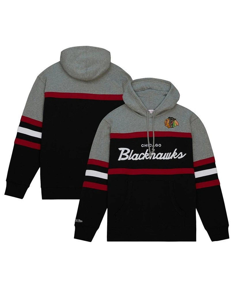 Men's Mitchell & Ness Black, Gray Chicago Blackhawks Head Coach Pullover Hoodie