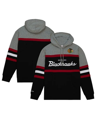 Men's Mitchell & Ness Black, Gray Chicago Blackhawks Head Coach Pullover Hoodie