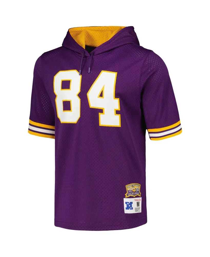 Men's Mitchell & Ness Randy Moss Purple Minnesota Vikings Retired Player Name and Number Mesh Hoodie T-shirt