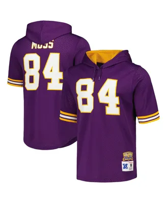 Men's Mitchell & Ness Randy Moss Purple Minnesota Vikings Retired Player Name and Number Mesh Hoodie T-shirt
