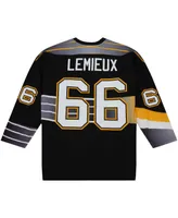 Men's Mitchell & Ness Mario Lemieux Black Pittsburgh Penguins Captain's Patch 1996/97 Blue Line Player Jersey