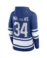 Men's Fanatics Auston Matthews Blue Toronto Maple Leafs Name and Number Lace-Up Pullover Hoodie