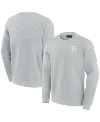 Men's and Women's Fanatics Signature Gray Texas A&M Aggies Super Soft Pullover Crew Sweatshirt