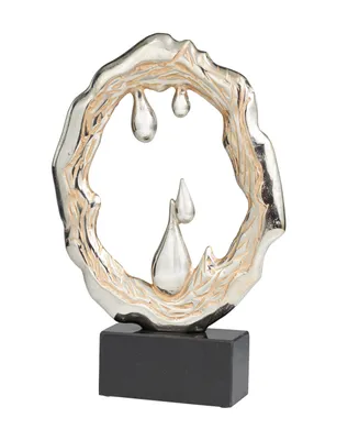 Rosemary Lane Aluminum Abstract Metallic Melting Drip Collection Sculpture with Marble Base
