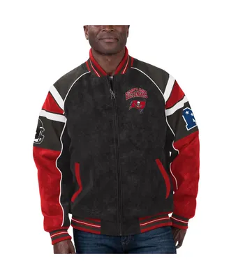 Men's G-iii Sports by Carl Banks Black Tampa Bay Buccaneers Faux Suede Raglan Full-Zip Varsity Jacket