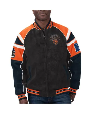 Men's G-iii Sports by Carl Banks Black Chicago Bears Faux Suede Raglan Full-Zip Varsity Jacket