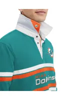 Men's Tommy Hilfiger Aqua Miami Dolphins Cory Varsity Rugby Long Sleeve T-shirt