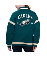 Women's Starter Midnight Green Philadelphia Eagles Tournament Full-Snap Varsity Jacket